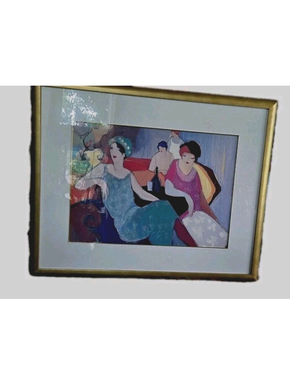 ITZCHAK TARKAY "In The Lounge" - Offset LITHOGRAPH? Custom FRAMED - OUT OF PRINT